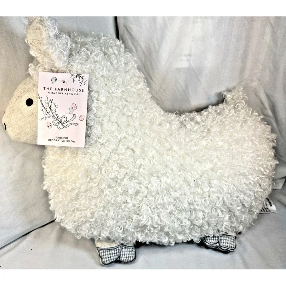 The Farmhouse by Rachel Ashwell Sheep (Large)  Faux Fur Decorative Pillow